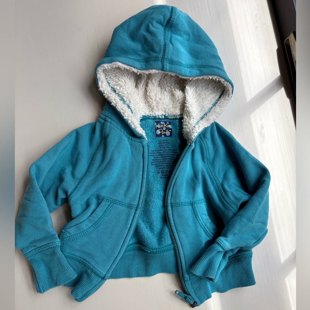 Kickee Pants | Blue Zip Up Sherpa Lined Hoodie | 0-3 months